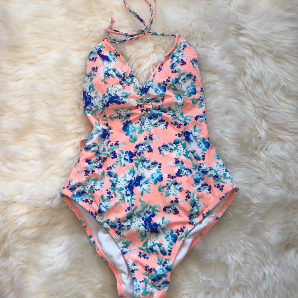 Peach Floral One Piece